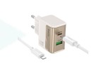 Сетевое зарядное устройство USB + USB-C + кабель Type-C - Lightning HOCO CS73A Star Speed PD30W+QC3.0 (белый)