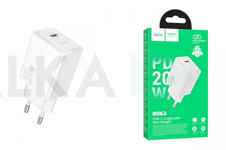 Сетевое зарядное устройство USB-C HOCO N68 Nuevo single port PD20W (белый)