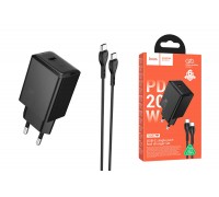 Сетевое зарядное устройство USB-C + кабель Type-C - Type-C HOCO N68 Nuevo single port PD20W (черный)