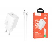 Сетевое зарядное устройство USB-C + кабель Type-C - Type-C HOCO N68 Nuevo single port PD20W (белый)
