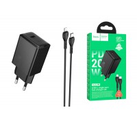 Сетевое зарядное устройство USB-C + кабель Type-C - Lightning HOCO N68 Nuevo single port PD20W (черный)