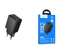 Сетевое зарядное устройство USB + USB-C HOCO N69 Nuevo PD20W+QC3.0 (черный)