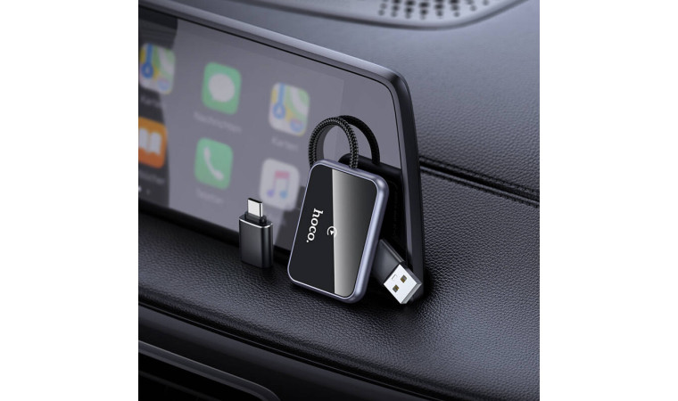 Автомобильный беспроводной адаптер CarPlay HOCO HU1 Way (серый металл) Автомобильный беспроводной адаптер CarPlay HOCO HU1 Way (серый металл)