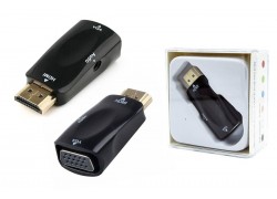 Конвертер переходник HDMI - VGA (папа - мама) черный