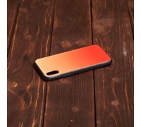 Чехол стеклянный iPhone X (красно-оранжевый)