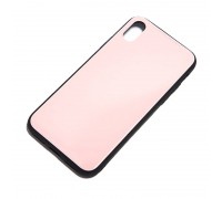 Чехол стеклянный iPhone X (бело-розовый)
