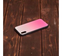 Чехол стеклянный iPhone X (розово-красный)