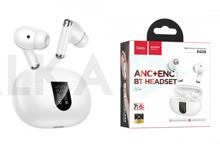 Наушники вакуумные беспроводные HOCO EQ26 Nice true wireless ANC+ENC BT headset (белый)