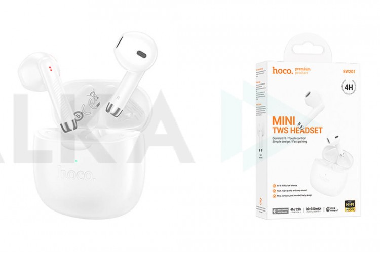 Наушники вакуумные беспроводные HOCO EW201 Graceful true wireless BT headset (морозно-белый)