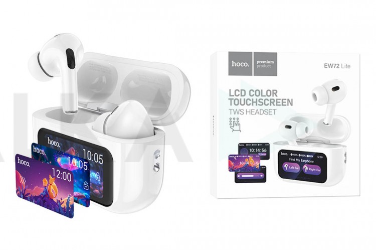 Наушники вакуумные беспроводные HOCO EW72 Lite Soar true wireless touch screen BT headset (белый) с дисплеем