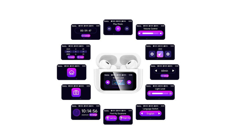 Наушники вакуумные беспроводные HOCO EW72 Lite Soar true wireless touch screen BT headset (белый) с дисплеем