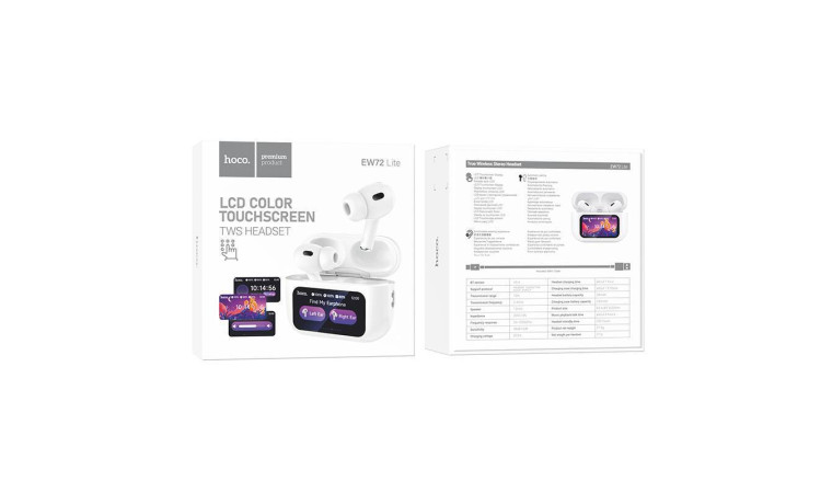Наушники вакуумные беспроводные HOCO EW72 Lite Soar true wireless touch screen BT headset (белый) с дисплеем