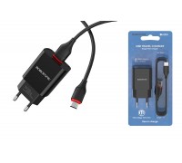 Сетевое зарядное устройство USB + кабель MicroUSB BOROFONE BA20A Sharp 2100mAh (черный)