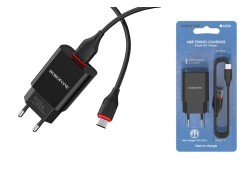 Сетевое зарядное устройство USB + кабель MicroUSB BOROFONE BA20A Sharp 2100mAh (черный)