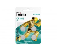 Батарейка литиевая Mirex CR1616 3V цена за блистер 4 шт (23702-CR1616-E4)
