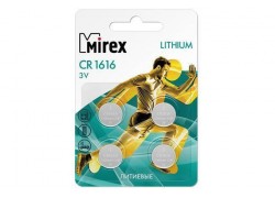Батарейка литиевая Mirex CR1616 3V цена за блистер 4 шт (23702-CR1616-E4)