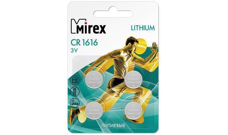 Батарейка литиевая Mirex CR1616 3V цена за блистер 4 шт (23702-CR1616-E4) Батарейка литиевая Mirex CR1616 3V цена за блистер 4 шт (23702-CR1616-E4)