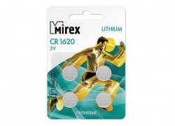 Батарейка литиевая Mirex CR1620 3V цена за блистер 4 шт (23702-CR1620-E4)