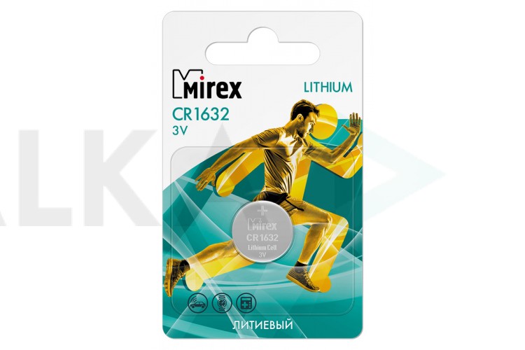 Батарейка литиевая Mirex CR1632 3V цена за 1 шт ecopack (23702-CR1632-E1)