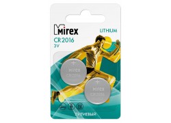 Батарейка литиевая Mirex CR2016 3V цена за 2 шт ecopack (23702-CR2016-E2)