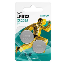 Батарейка литиевая Mirex CR2025 3V цена за 2 шт ecopack (23702-CR2025-E2)