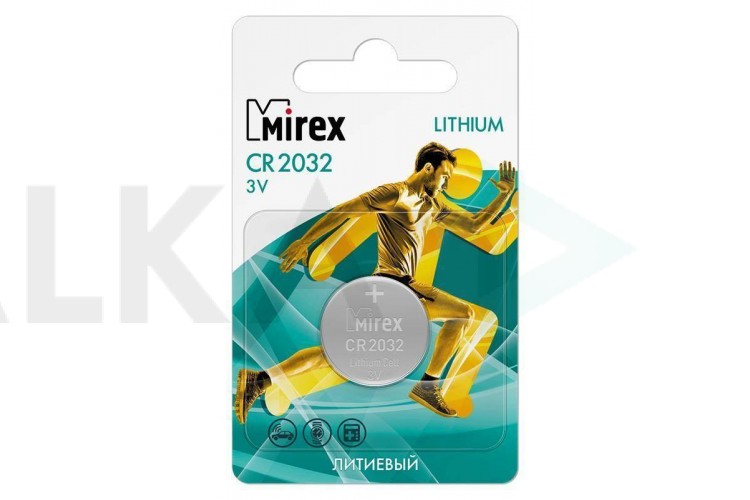Батарейка литиевая Mirex CR2032 3V цена за 1 шт ecopack (23702-CR2032-E1)