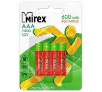 Аккумулятор Ni-MH Mirex HR03 / AAA 600mAh 1,2V цена за 4 шт (4/40/200), блистер (23702-HR03-06-E4)