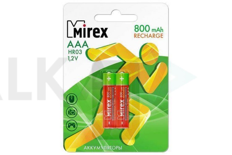 Аккумулятор Ni-MH Mirex HR03 / AAA 800mAh 1,2V цена за 2 шт (2/20/100), блистер (23702-HR03-08-E2)
