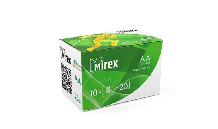Аккумулятор Ni-MH Mirex HR6 / AA 1400mAh 1,2V цена за 2 шт (2/20/100), блистер (23702-HR6-14-E2) Аккумулятор Ni-MH Mirex HR6 / AA 1400mAh 1,2V цена за 2 шт (2/20/100), блистер (23702-HR6-14-E2)