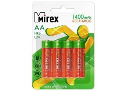 Аккумулятор Ni-MH Mirex HR6 / AA 1400mAh 1,2V цена за 4 шт (4/40/200), блистер (23702-HR6-14-E4)