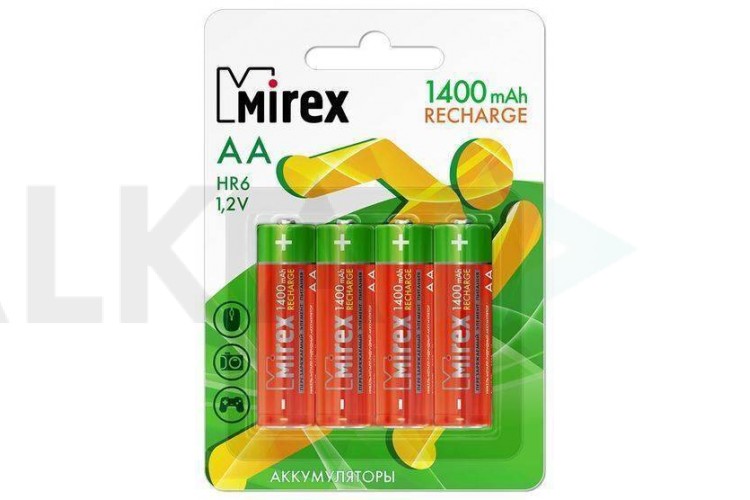 Аккумулятор Ni-MH Mirex HR6 / AA 1400mAh 1,2V цена за 4 шт (4/40/200), блистер (23702-HR6-14-E4)