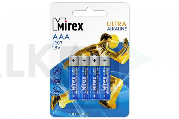 Батарейка алкалиновая Mirex LR03 / AAA 1,5V  цена за 4 шт (4/48/960), блистер (23702-LR03-E4)