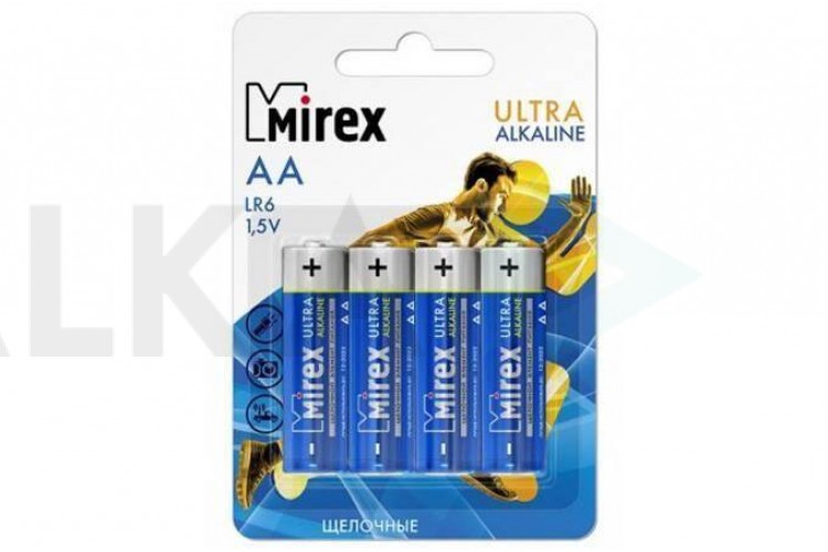 Батарейка алкалиновая Mirex LR6 / AA 1,5V  цена за 4 шт (4/48/480), блистер (23702-LR6-E4)