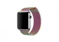Металлический магнитный браслет  "Миланское плетение" для Apple Watch 42-44 мм цвет радужный