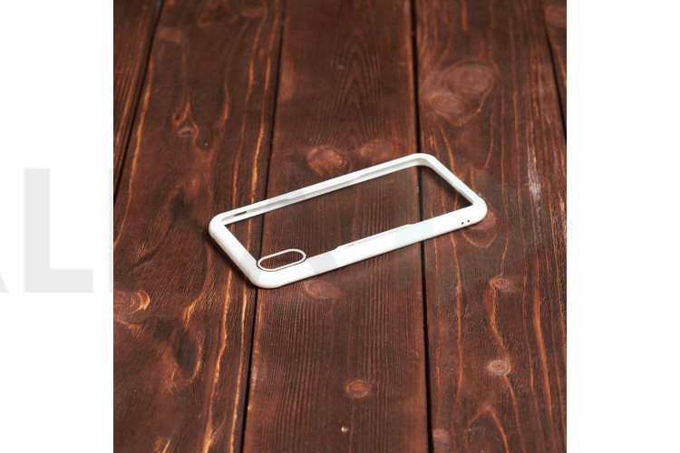Чехол для iPhone X с белым бампером (прозрачный)