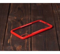 Чехол для iPhone X с красным бампером (прозрачный)