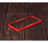 Чехол для iPhone X с красным бампером (прозрачный)