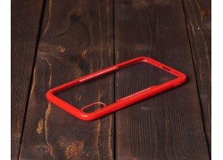 Чехол для iPhone X с красным бампером (прозрачный)
