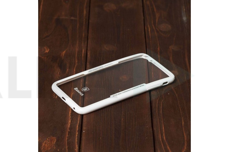 Чехол для iPhone 6+/6S+ с белым бампером (прозрачный)