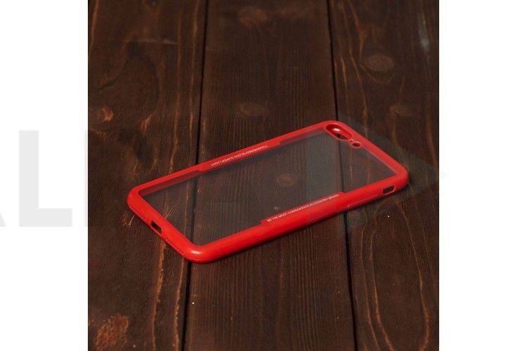 Чехол для iPhone 6+/6S+ с красным бампером (прозрачный)