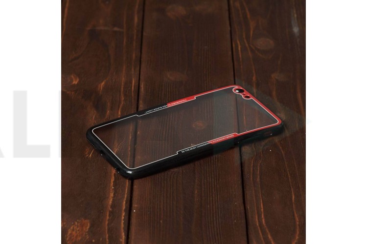 Чехол для iPhone 6+/6S+ с черно-красным бампером (прозрачный)