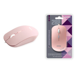 Мышь проводная беззвучная с подсветкой Smartbuy 288 розовая (SBM-288-P) / 40