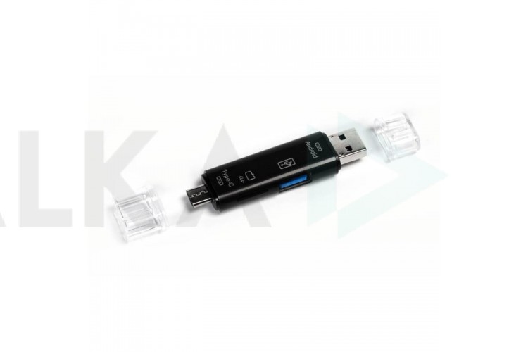 Картридер-конвертер USB 2.0 универсальный USB/OTG/MicroSD/Type C/Micro USB SBR-801-S/100