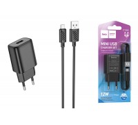 Сетевое зарядное устройство USB + кабель MicroUSB HOCO C134A Solid 2100mAh (черный)