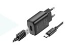 Сетевое зарядное устройство USB + кабель Type-C HOCO C134A Solid (черный)