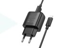 Сетевое зарядное устройство 2USB + кабель MicroUSB HOCO C141A Smart (черный)