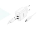 Сетевое зарядное устройство 2USB + кабель MicroUSB HOCO C141A Smart (белый)