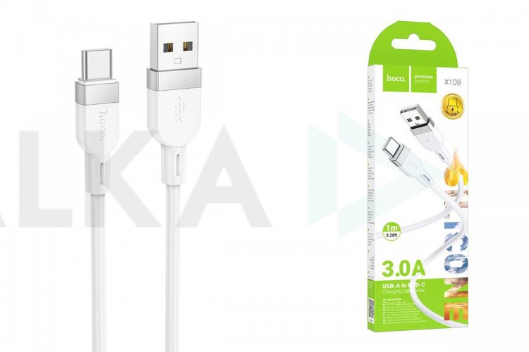 Кабель USB - USB Type-C HOCO X109 Energy silicone (белый) 1м силиконовый