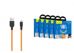 Кабель USB - MicroUSB HOCO X21 Plus 2,4A (черно-оранжевый) 1м (силикон)