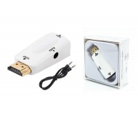 Конвертер переходник HDMI - VGA (папа - мама) белый